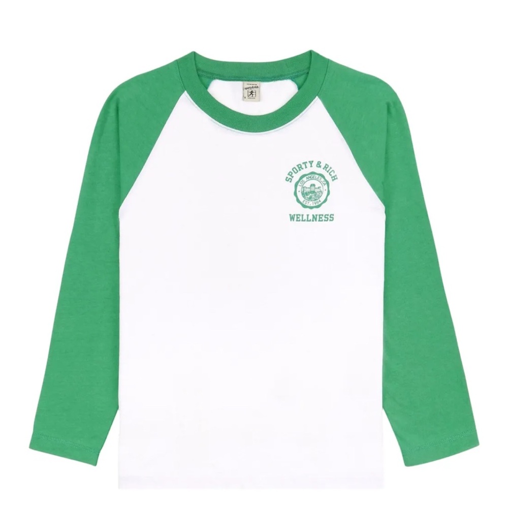 Sporty & Rich Green and White Raglan Shirt